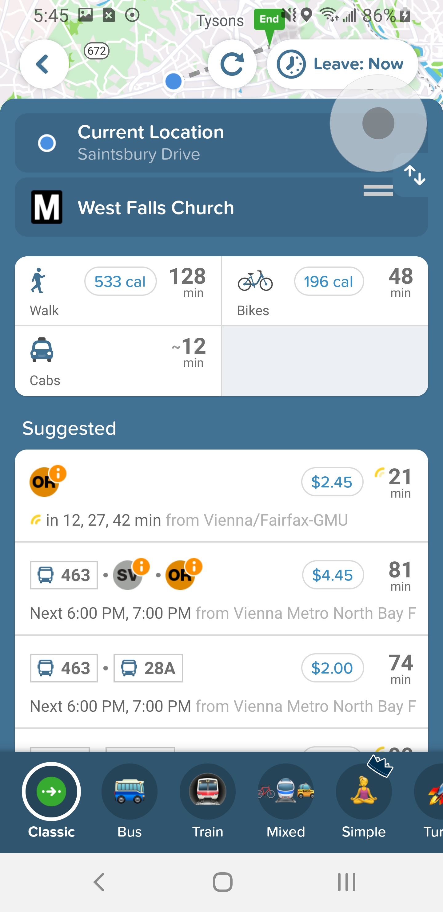 Figure 4: Starting trip on the orange line